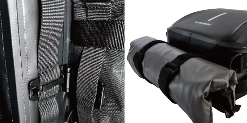 TUTUBAG MOLLE擴充系統特寫，支援多樣化配件安裝，增加機能性。