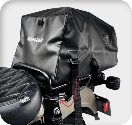 ROROBAG 3 安裝於機車扶手，穩定耐用，適合日常與長途騎行。